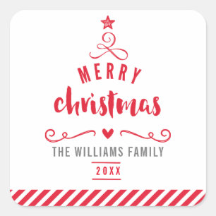 HOLIDAY SEAL merry christmas tree festive red