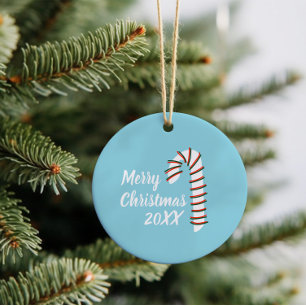 Holiday Season Artistic Candy Cane Ceramic Ornament