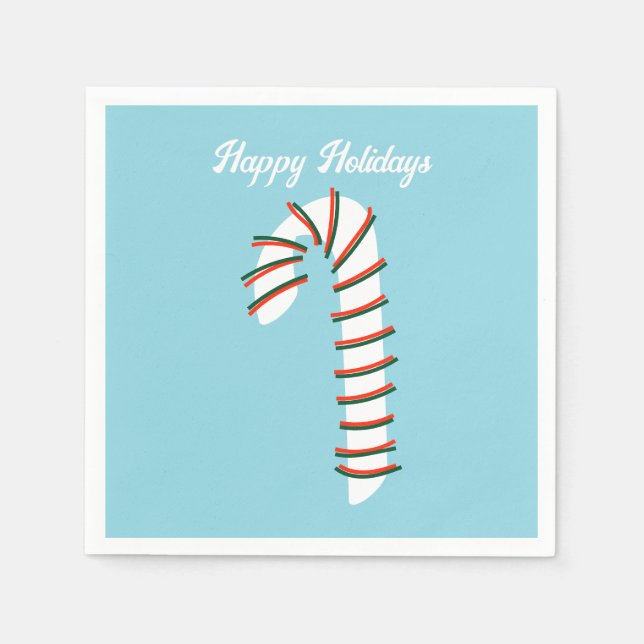 Holiday Season Artistic Candy Cane Greeting Napkin (Front)