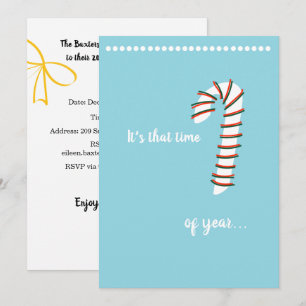 Holiday Season Artistic Candy Cane Invitation