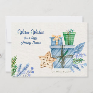 Holiday Season Blue Greeting Card
