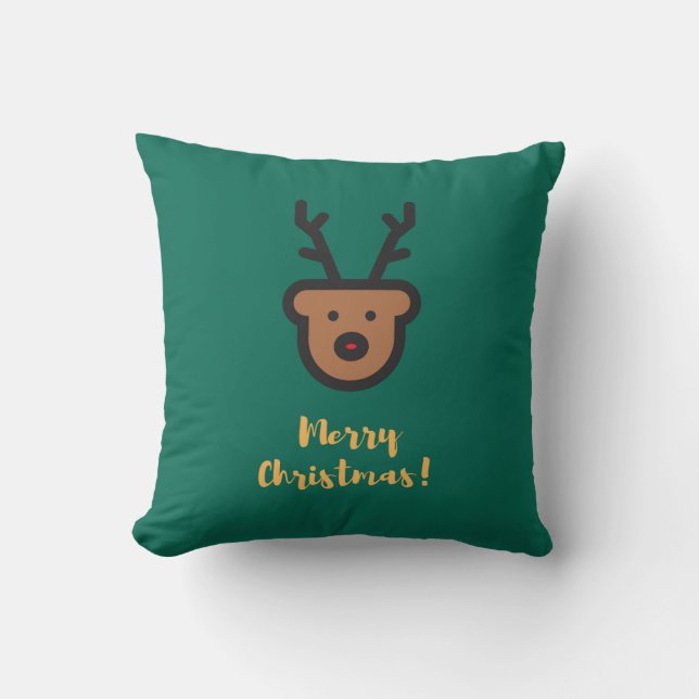 Holiday Season, Christmas, Cute Reindeer Throw Pillow (Front)