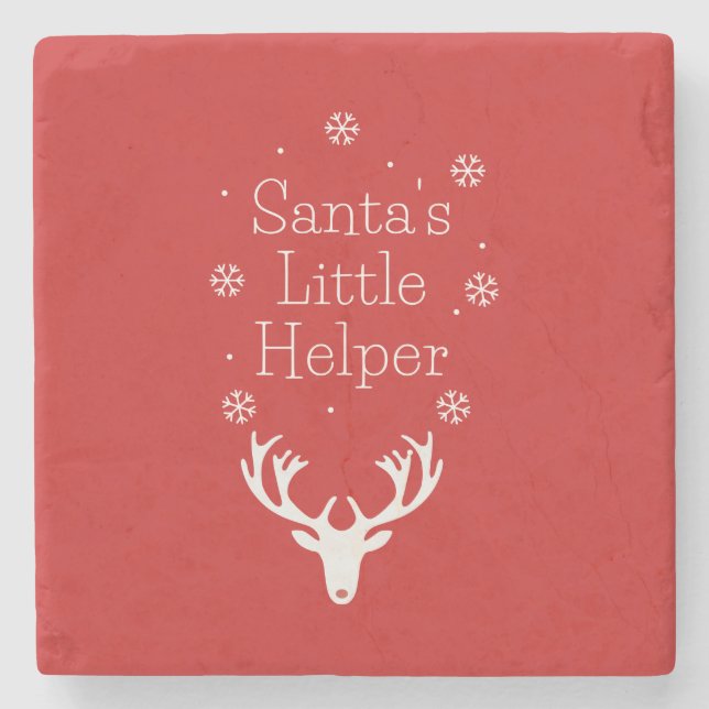 Holiday Season, Merry Christmas, Santa Helper Stone Coaster (Front)