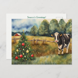 Holiday Seasons Greetings Country Barn  Postcard
