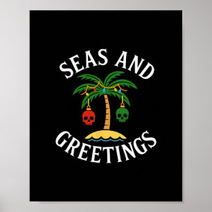 Holiday Seasons Greetings Pun Pirate Saying Cruise Poster