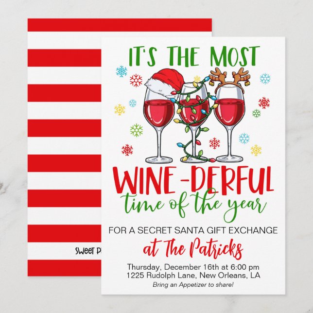 Holiday Secret Santa Party Invitation (Front/Back)