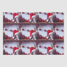Holiday Shelf Kitty - Christmas Cat Tissue Paper