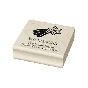 Holiday Shooting Star Return Address Rubber Stamp