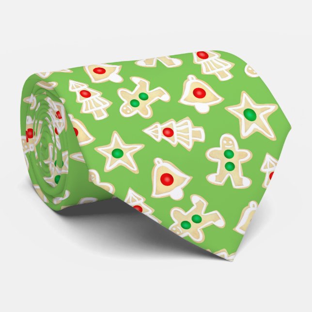 Holiday Shortbread Cookies Green Christmas Tie (Rolled)