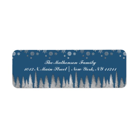 Holiday Silver and Blue Winter Wonderland Return Address Label