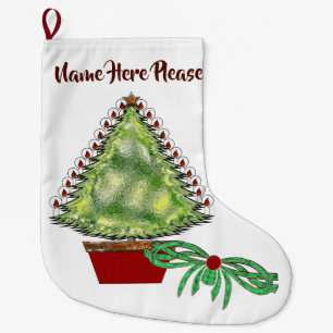 Holiday Silver Bells Large Christmas Stocking