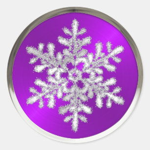Holiday Silver Crystal Snowflake on Purple Seal