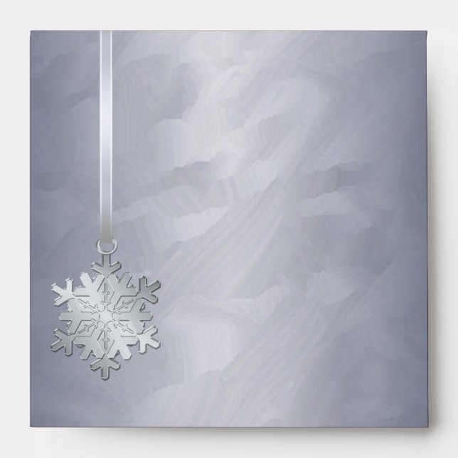 Holiday Silver Snowflake Silver Foil Christmas Envelopes (Front)