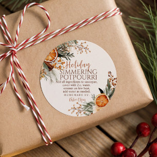 Holiday Simmering Potpourri Christmas Gift Classic Round Sticker