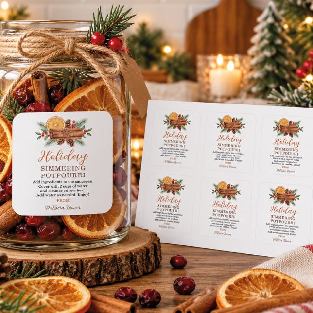 Holiday Simmering Potpourri Personalized Square Sticker (Creator Uploaded)