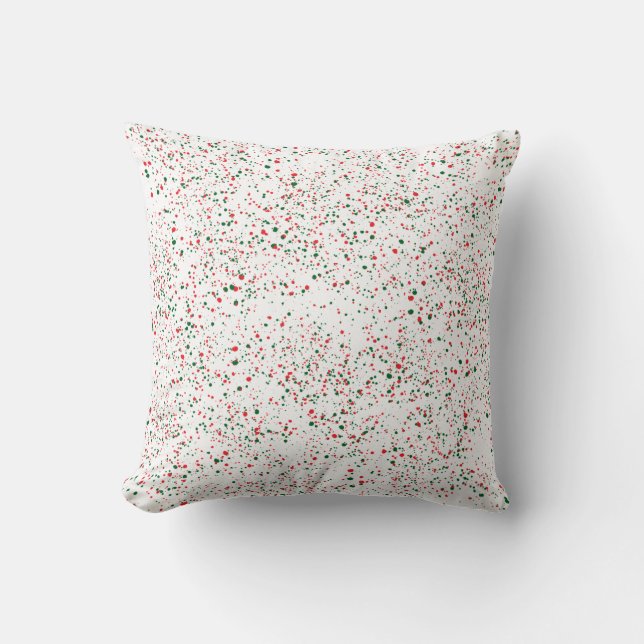 Holiday / Simple Green Red Splatter Throw Pillow (Front)