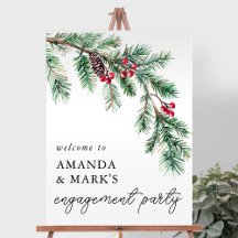 Holiday Simple Pine Branch Engagement Party