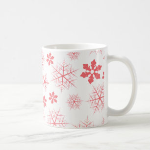 Holiday Simple Red Snowflake Pattern Stylish Coffee Mug