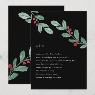 Holiday Simplicity   Christmas Greenery Wedding Invitation