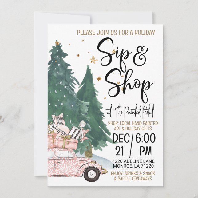 Holiday Sip and Shop Invitation (Front)