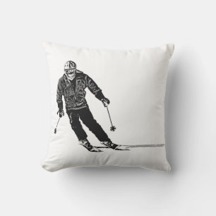 Holiday Skier - Downhill Skiing Throw Pillow