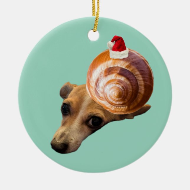 Holiday snail ceramic ornament (Front)