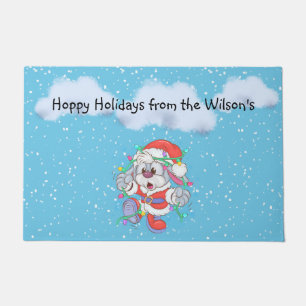 Holiday Snow Bunny Rabbit Doormat