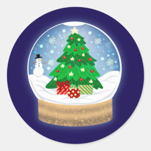 Holiday Snow Globe Classic Round Sticker