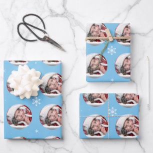 Holiday Snow Globe Custom Photo Template Wrapping Paper Sheet