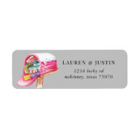 holiday snow pink mailbox Return Address Label