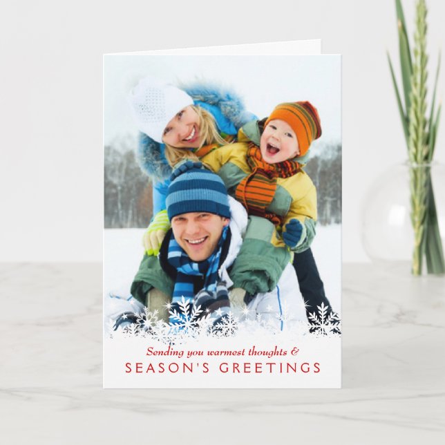 Holiday Snowflake Full-bleed Photo Greeting Card (Front)