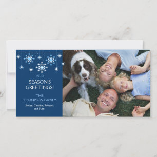 Holiday Snowflake in Ice Blue Photo Card