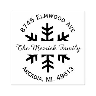 Holiday Snowflake Return Address Rubber Stamp