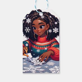 Holiday Snowflakes - Black People Christmas Design Gift Tags
