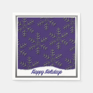 Holiday Snowflakes Blue Christmas Napkins
