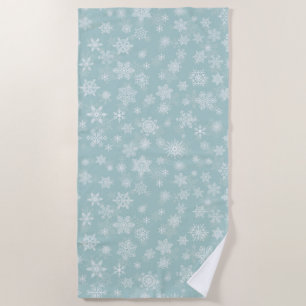 Holiday Snowflakes Merry Christmas Beach Towel