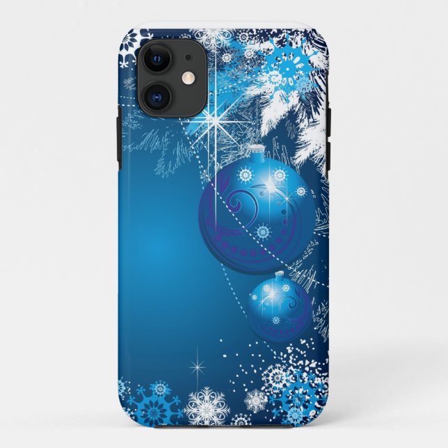 Holiday Snowflakes Ornament Blue Tree Case-Mate iPhone Case (Back)