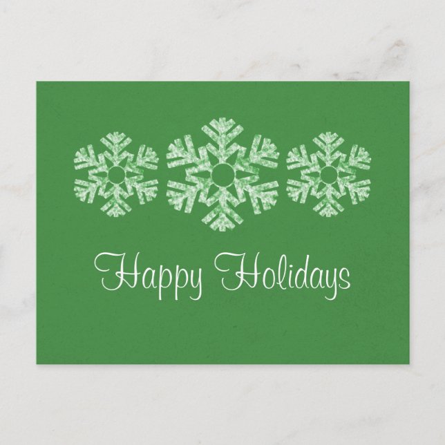 Holiday Snowflakes Postcard, Green Postcard (Front)