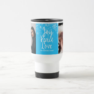 Holiday Snowflakes Your Photo and Name Travel Mug