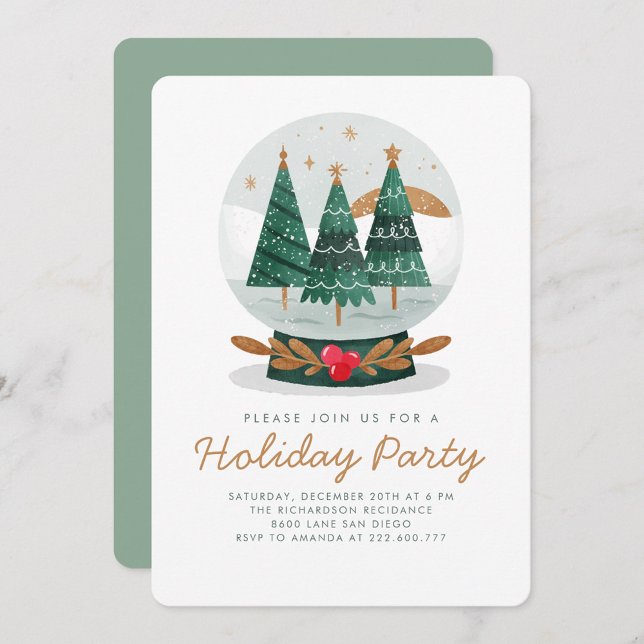 Holiday SnowGlobe Party greenery leaf invitation (Creator Uploaded)