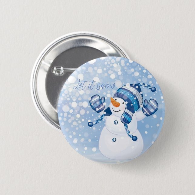Holiday Snowman 2 Inch Round Button (Front & Back)