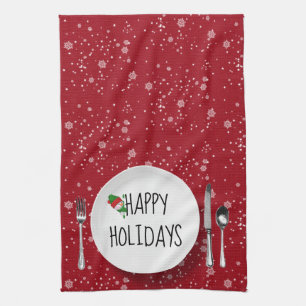 Holiday Snowman And Snowflakes Kitchen Towel