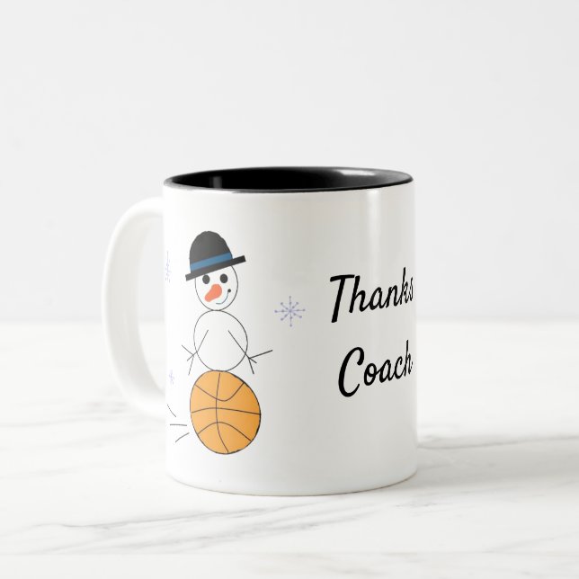 Holiday Snowman Basketball Coach Coffee Mug (Front Left)
