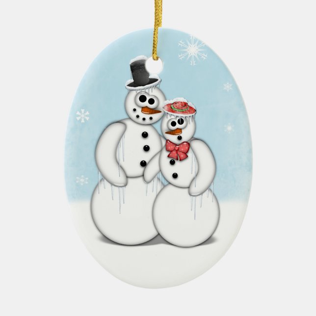 Holiday Snowman Ceramic Ornament (Front)