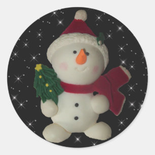Holiday Snowman Classic Round Sticker