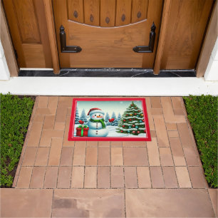 Holiday Snowman Doormat