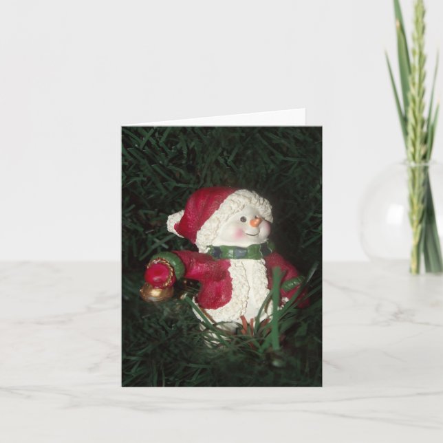 Holiday Snowman Photo Folded Note Card (Front)