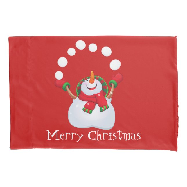 Holiday Snowman Pillowcase (Front)