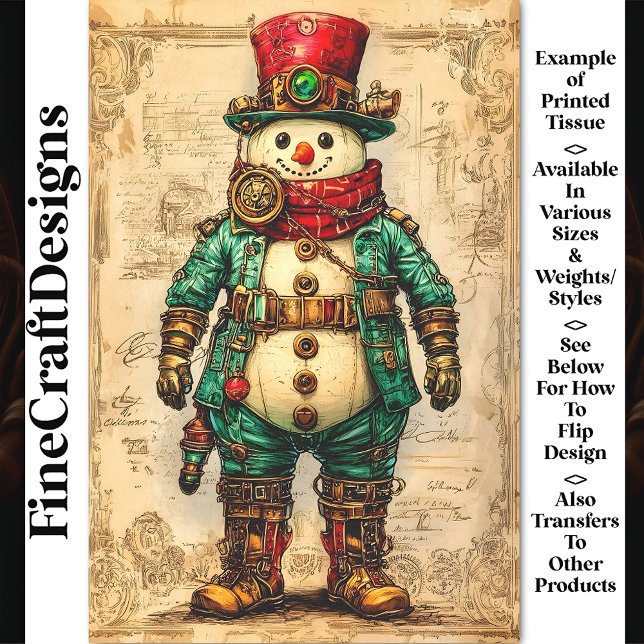 Holiday Snowman Steampunk Vibe BL2 Decoupage Tissue Paper (Creator Uploaded)