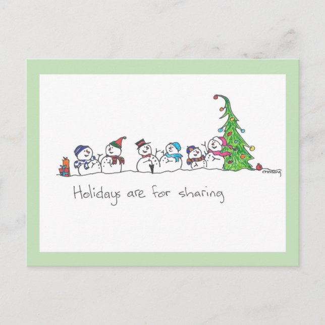 Holiday Snowmen Postcard (Front)